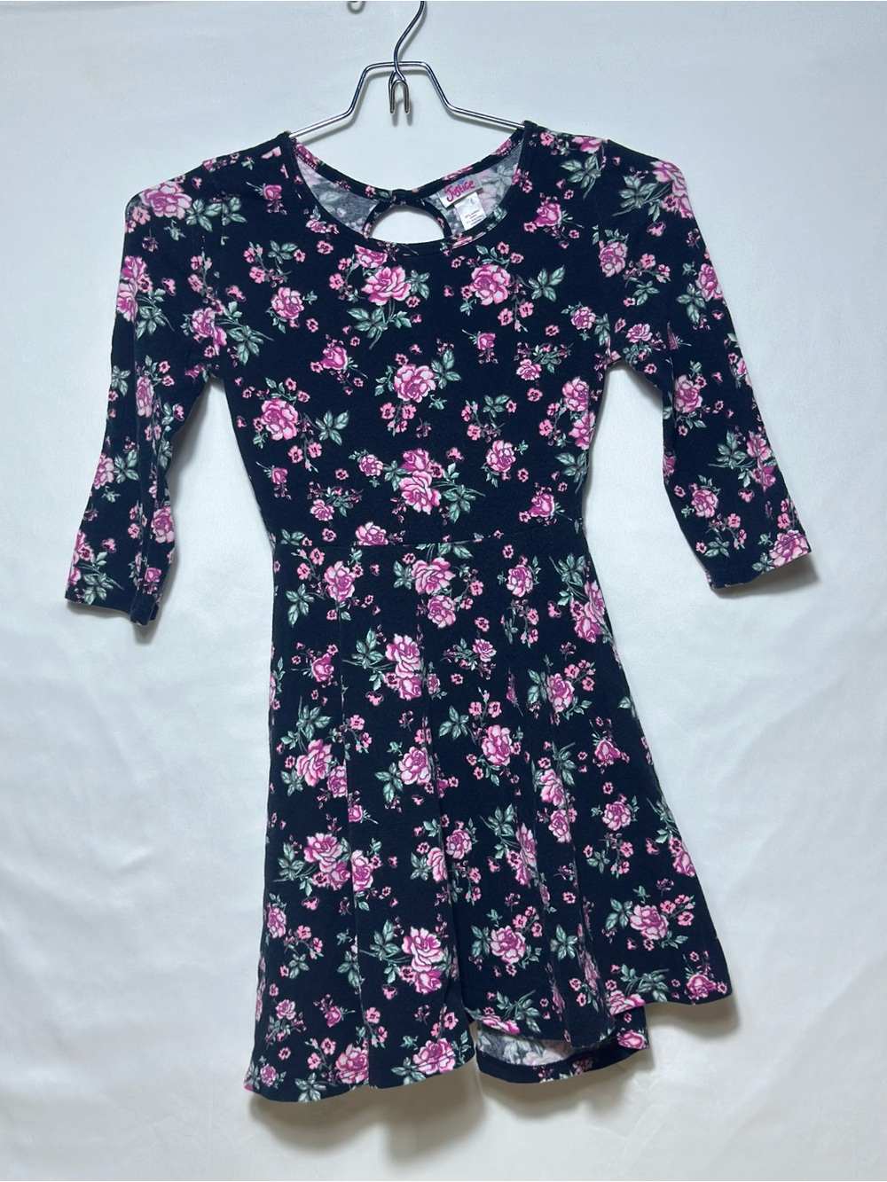 Justice Girl's Floral 3/4 Sleeve Dress – Size 8